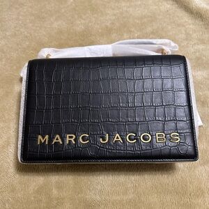 MARC JACOBS CROC-EMBOSSED DOUBLE TAKEN BIG CROSSBODY/SHOULDER BAG